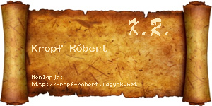 Kropf Róbert névjegykártya
